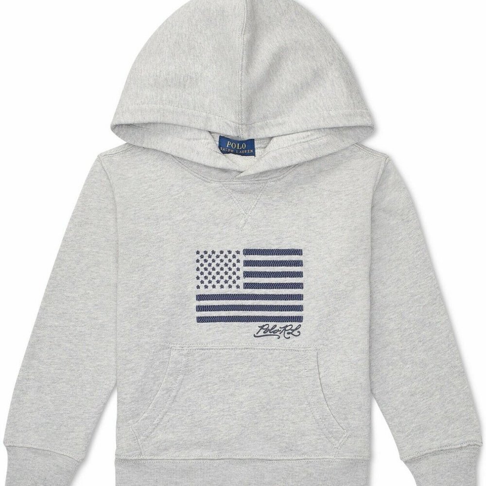 Polo Ralph Lauren Boys Flag Embroidered Terry Cotton Hooked Sweatshirt